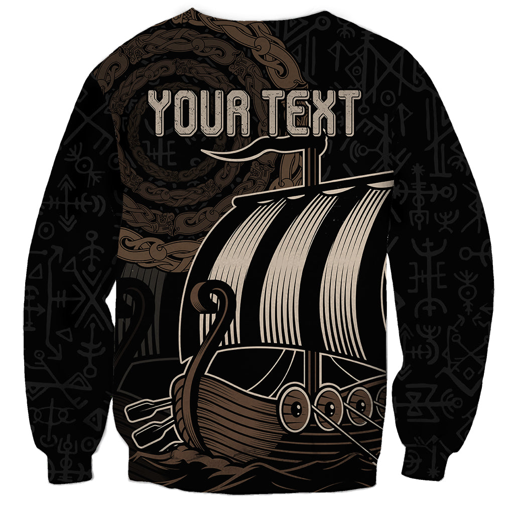 Personalised Viking Iceland Sweatshirt Norman Ship with Coat Of Arms Crossing The Sea - Wonder Print Shop
