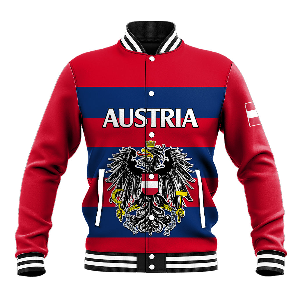 Austria Baseball Jacket Austrian Coat Of Arms Minimalist Red Style LT9 - Wonder Print Shop