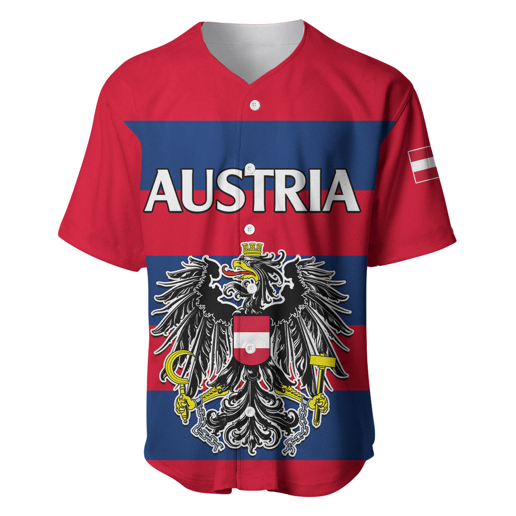Austria Baseball Jersey Austrian Coat Of Arms Minimalist Red Style LT9 - Wonder Print Shop