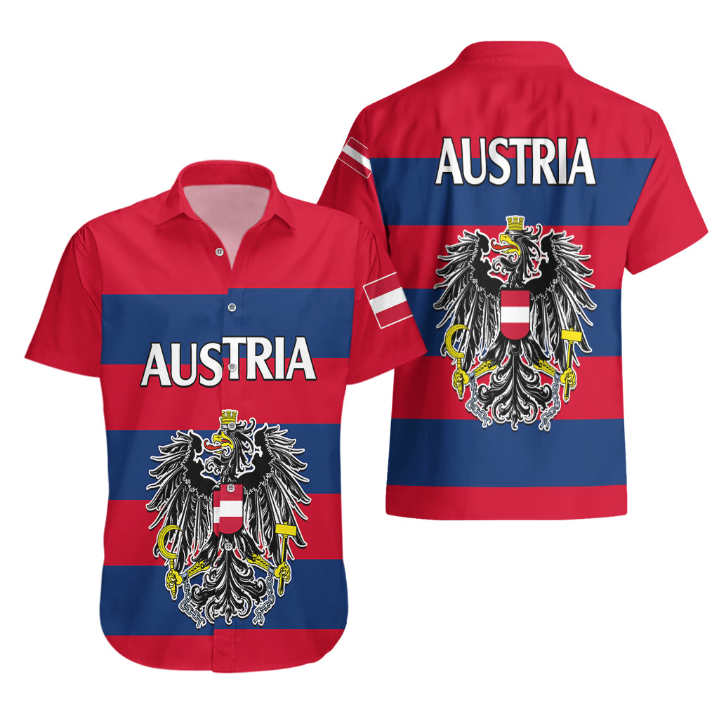 Austria Hawaiian Shirt Austrian Coat Of Arms Minimalist Red Style - Wonder Print Shop