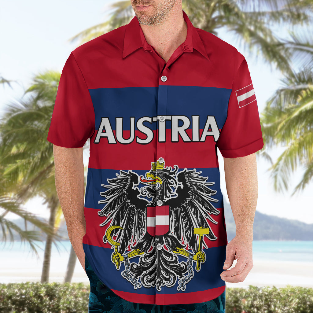 Austria Hawaiian Shirt Austrian Coat Of Arms Minimalist Red Style - Wonder Print Shop