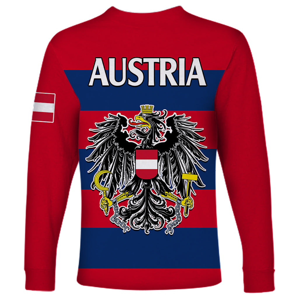 Austria Long Sleeve Shirt Austrian Coat Of Arms Minimalist Red Style - Wonder Print Shop