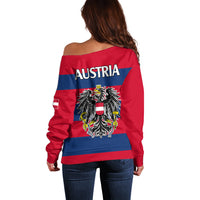 Austria Off Shoulder Sweater Austrian Coat Of Arms Minimalist Red Style - Wonder Print Shop
