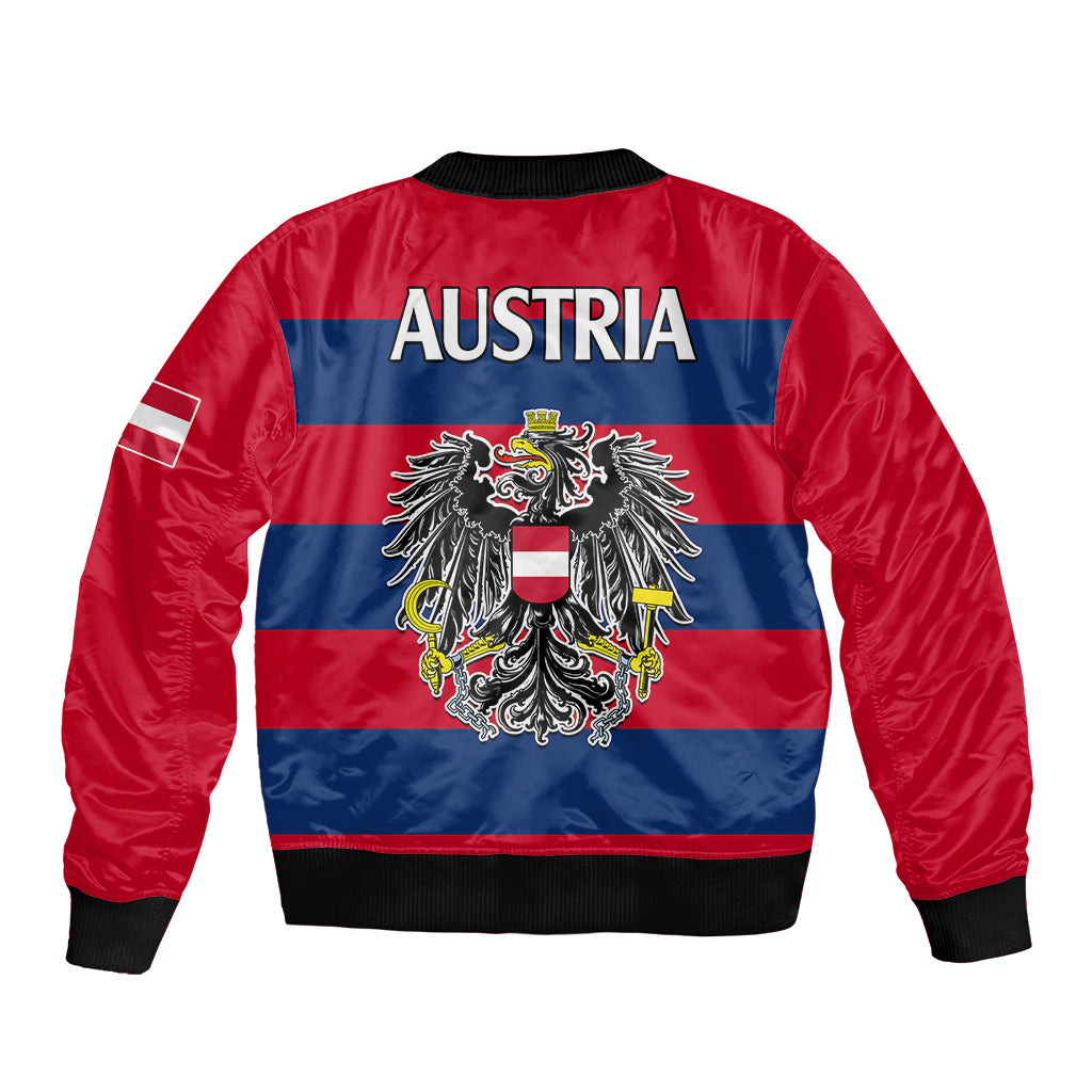 Austria Sleeve Zip Bomber Jacket Austrian Coat Of Arms Minimalist Red Style - Wonder Print Shop