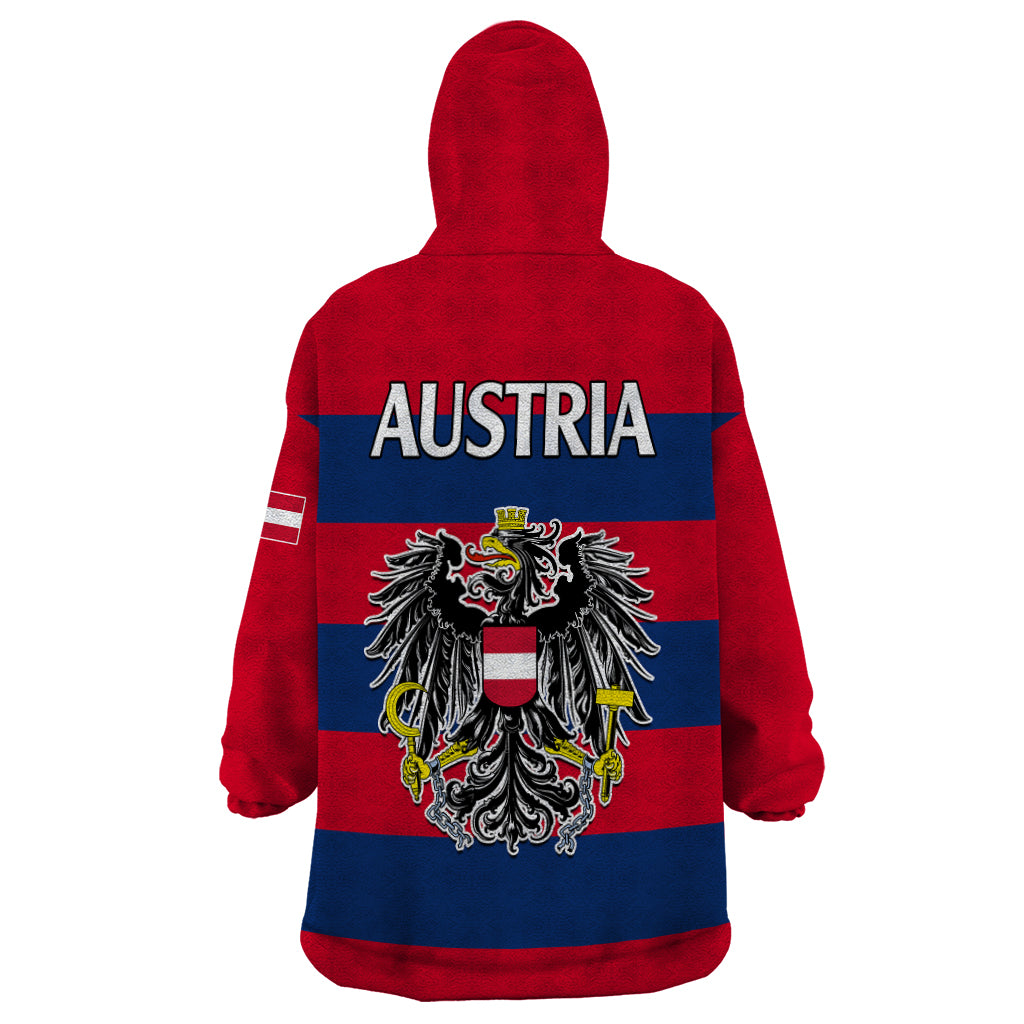 Austria Wearable Blanket Hoodie Austrian Coat Of Arms Minimalist Red Style - Wonder Print Shop