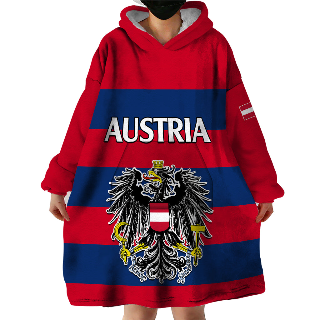 Austria Wearable Blanket Hoodie Austrian Coat Of Arms Minimalist Red Style - Wonder Print Shop