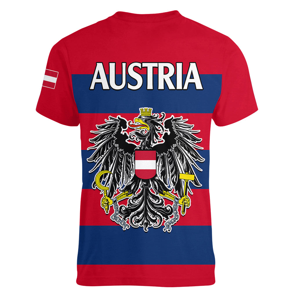 Austria Women V Neck T Shirt Austrian Coat Of Arms Minimalist Red Style - Wonder Print Shop
