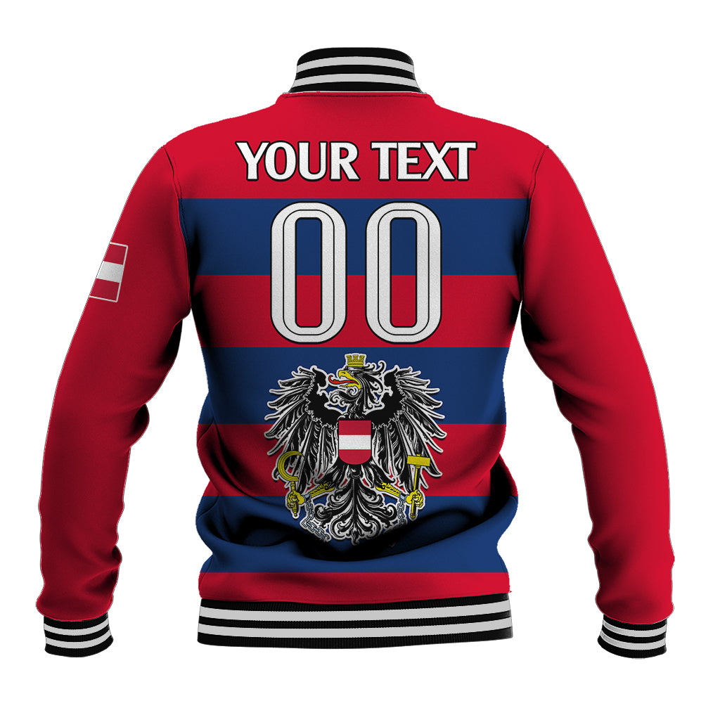 (Custom Text And Number) Austria Baseball Jacket Austrian Coat Of Arms Minimalist Red Style LT9 - Wonder Print Shop