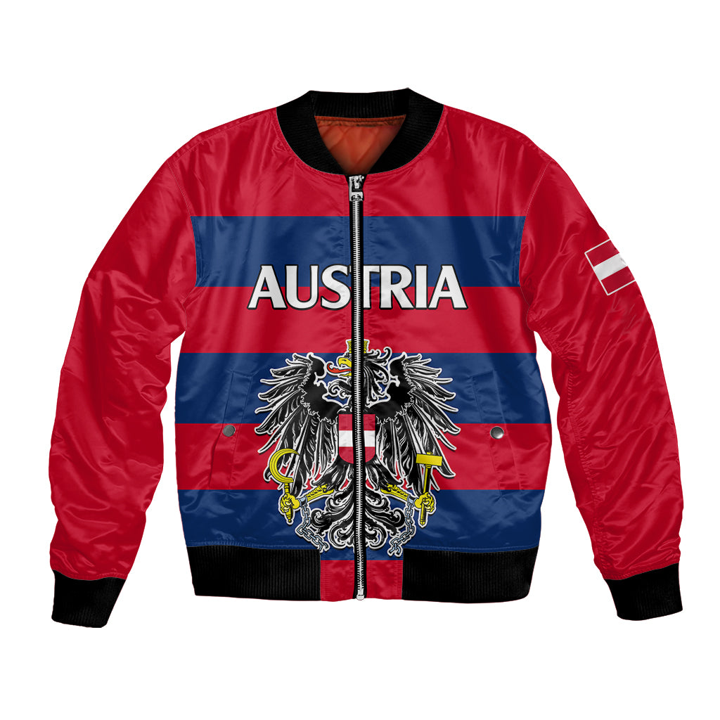 (Custom Text And Number) Austria Bomber Jacket Austrian Coat Of Arms Minimalist Red Style LT9 - Wonder Print Shop