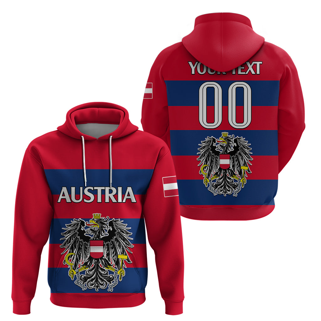 (Custom Text And Number) Austria Hoodie Austrian Coat Of Arms Minimalist Red Style - Wonder Print Shop