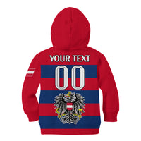 (Custom Text And Number) Austria Kid Hoodie Austrian Coat Of Arms Minimalist Red Style - Wonder Print Shop
