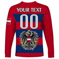 (Custom Text And Number) Austria Long Sleeve Shirt Austrian Coat Of Arms Minimalist Red Style - Wonder Print Shop