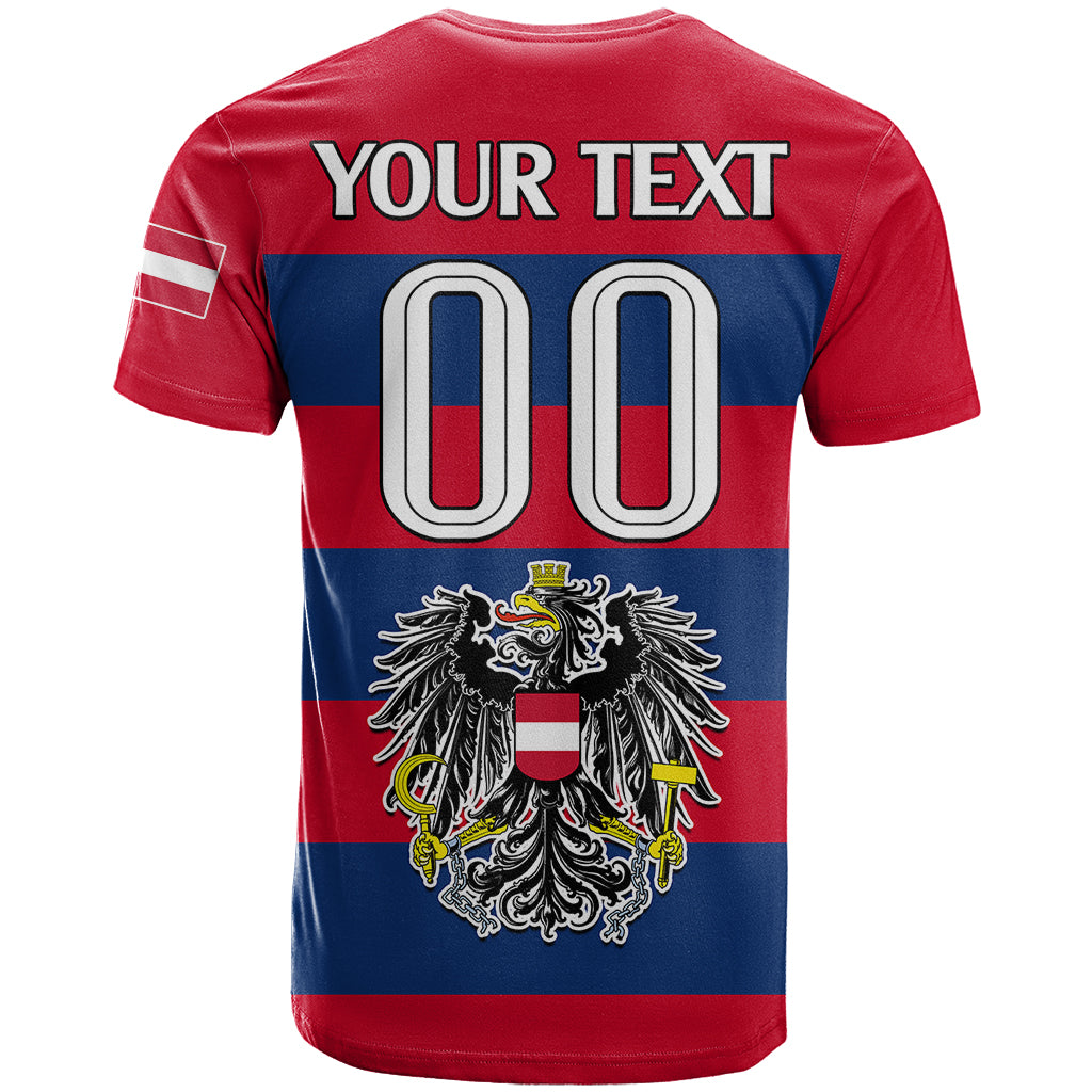 (Custom Text And Number) Austria T Shirt Austrian Coat Of Arms Minimalist Red Style - Wonder Print Shop