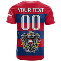 (Custom Text And Number) Austria T Shirt Austrian Coat Of Arms Minimalist Red Style - Wonder Print Shop