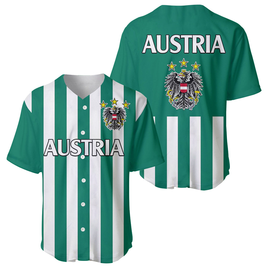 Austria Baseball Jersey Austrian Coat Of Arms Minimalist Green Style No1 LT9 - Wonder Print Shop