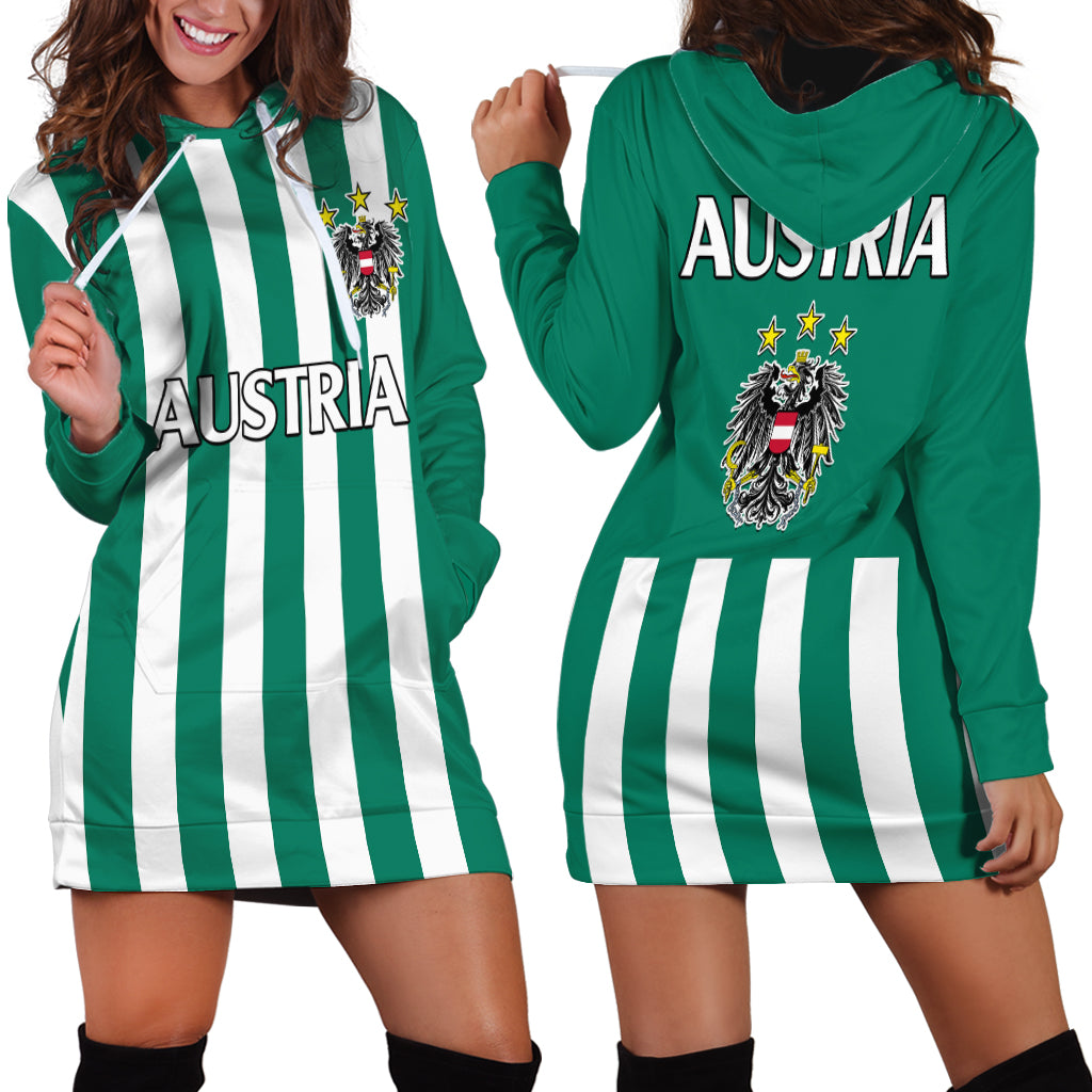 Austria Hoodie Dress Austrian Coat Of Arms Minimalist Green Style No1 - Wonder Print Shop