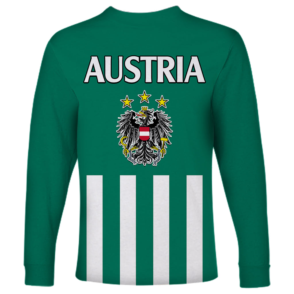 Austria Long Sleeve Shirt Austrian Coat Of Arms Minimalist Green Style No1 - Wonder Print Shop