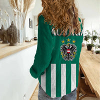 Austria Women Casual Shirt Austrian Coat Of Arms Minimalist Green Style No1 - Wonder Print Shop