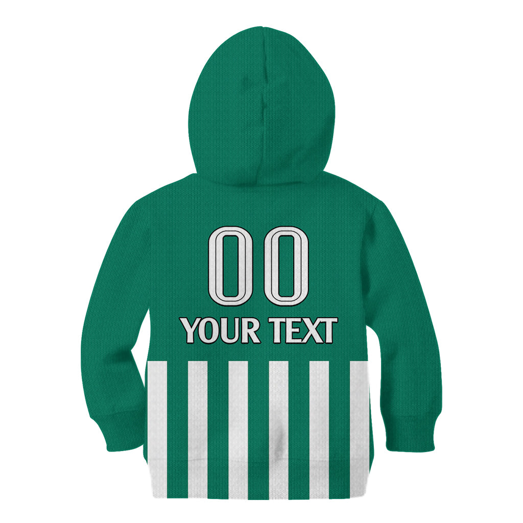 (Custom Text And Number) Austria Kid Hoodie Austrian Coat Of Arms Minimalist Green Style No1 - Wonder Print Shop
