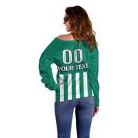 (Custom Text And Number) Austria Off Shoulder Sweater Austrian Coat Of Arms Minimalist Green Style No1 - Wonder Print Shop