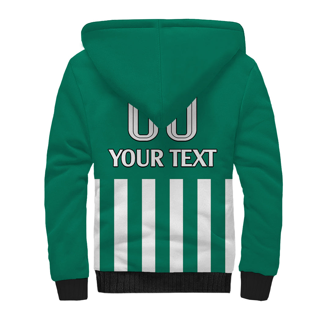 (Custom Text And Number) Austria Sherpa Hoodie Austrian Coat Of Arms Minimalist Green Style No1 - Wonder Print Shop