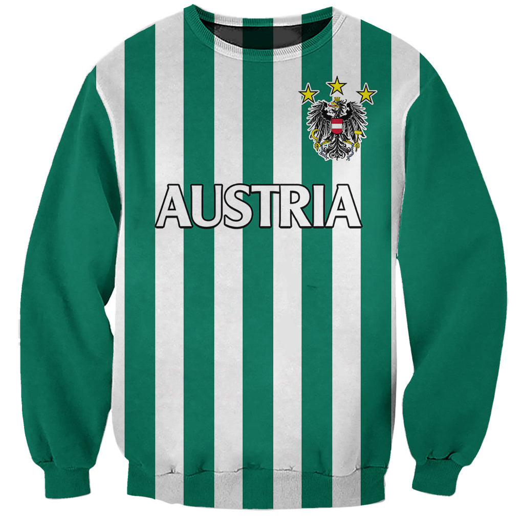 (Custom Text And Number) Austria Sweatshirt Austrian Coat Of Arms Minimalist Green Style No1 - Wonder Print Shop