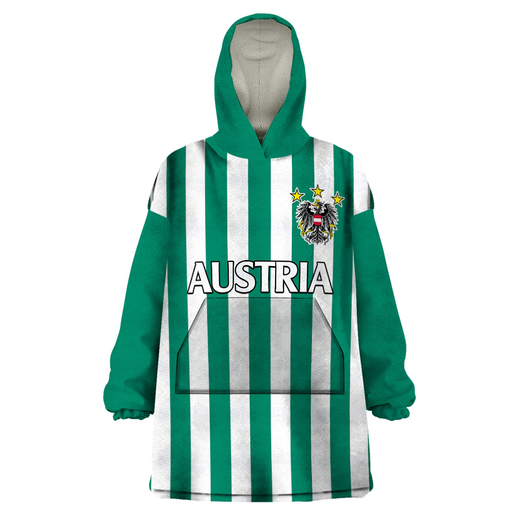 (Custom Text And Number) Austria Wearable Blanket Hoodie Austrian Coat Of Arms Minimalist Green Style No1 - Wonder Print Shop