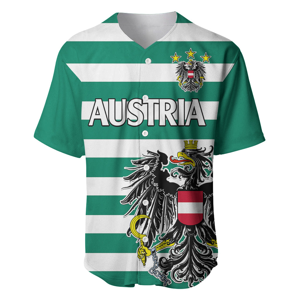 Austria Baseball Jersey Austrian Coat Of Arms Minimalist Green Style No2 LT9 - Wonder Print Shop