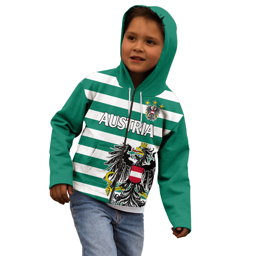 Austria Kid Hoodie Austrian Coat Of Arms Minimalist Green Style No2 - Wonder Print Shop