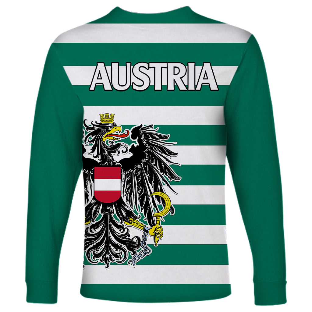 Austria Long Sleeve Shirt Austrian Coat Of Arms Minimalist Green Style No2 - Wonder Print Shop