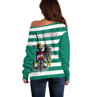 Austria Off Shoulder Sweater Austrian Coat Of Arms Minimalist Green Style No2 - Wonder Print Shop