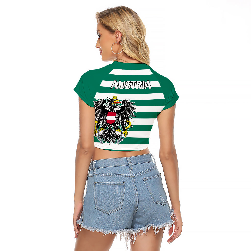Austria Raglan Cropped T Shirt Austrian Coat Of Arms Minimalist Green Style No2 - Wonder Print Shop