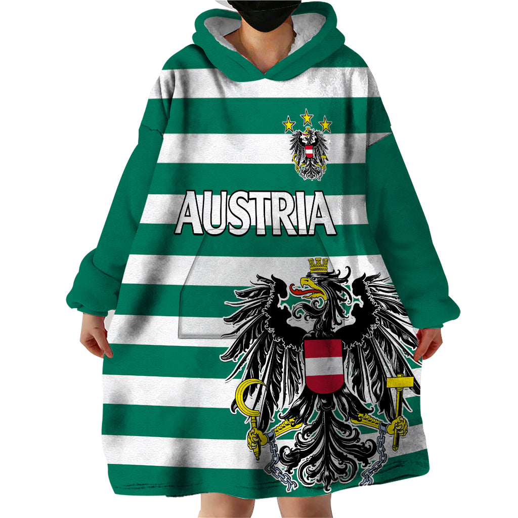 Austria Wearable Blanket Hoodie Austrian Coat Of Arms Minimalist Green Style No2 - Wonder Print Shop