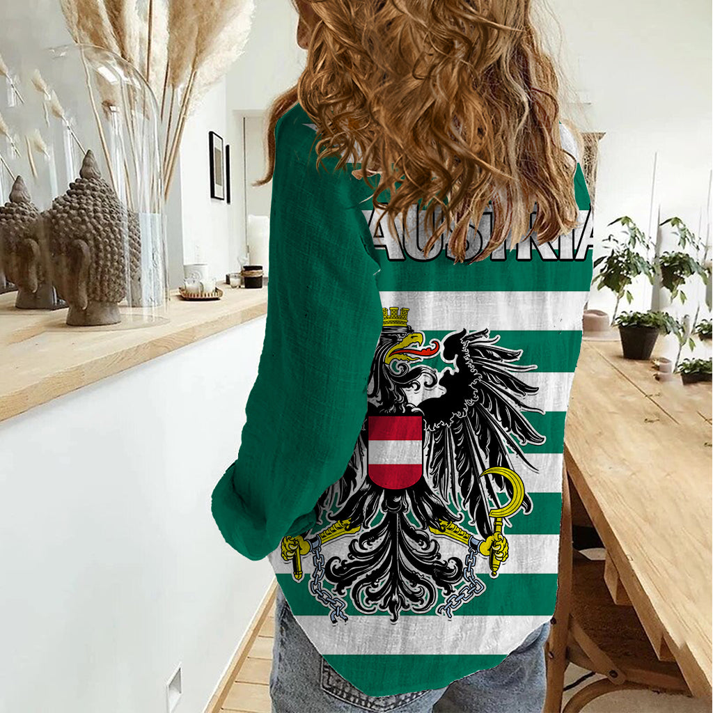 Austria Women Casual Shirt Austrian Coat Of Arms Minimalist Green Style No2 - Wonder Print Shop