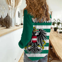 Austria Women Casual Shirt Austrian Coat Of Arms Minimalist Green Style No2 - Wonder Print Shop