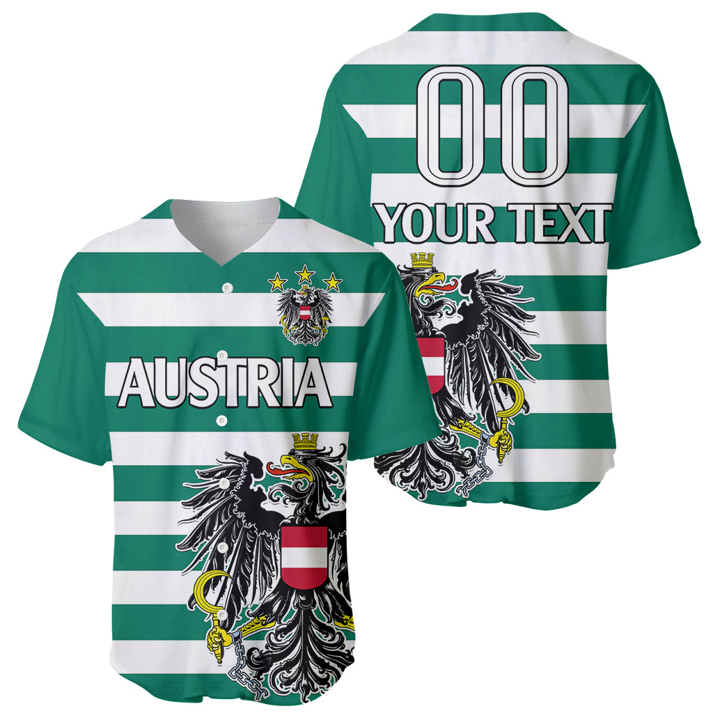(Custom Text And Number) Austria Baseball Jersey Austrian Coat Of Arms Minimalist Green Style No2 LT9 - Wonder Print Shop
