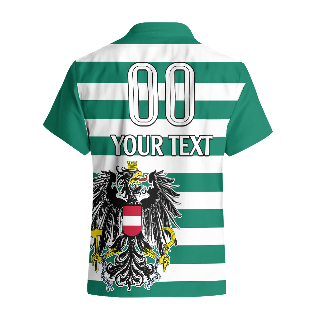 (Custom Text And Number) Austria Hawaiian Shirt Austrian Coat Of Arms Minimalist Green Style No2 - Wonder Print Shop
