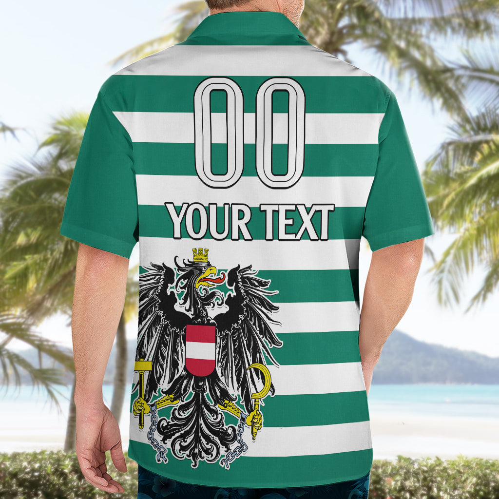 (Custom Text And Number) Austria Hawaiian Shirt Austrian Coat Of Arms Minimalist Green Style No2 - Wonder Print Shop
