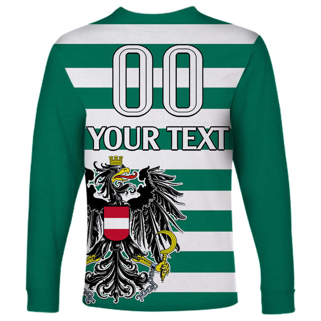 (Custom Text And Number) Austria Long Sleeve Shirt Austrian Coat Of Arms Minimalist Green Style No2 - Wonder Print Shop