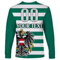 (Custom Text And Number) Austria Long Sleeve Shirt Austrian Coat Of Arms Minimalist Green Style No2 - Wonder Print Shop