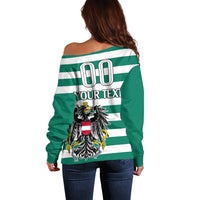 (Custom Text And Number) Austria Off Shoulder Sweater Austrian Coat Of Arms Minimalist Green Style No2 - Wonder Print Shop