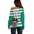 (Custom Text And Number) Austria Off Shoulder Sweater Austrian Coat Of Arms Minimalist Green Style No2 - Wonder Print Shop