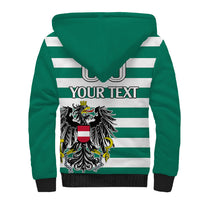 (Custom Text And Number) Austria Sherpa Hoodie Austrian Coat Of Arms Minimalist Green Style No2 - Wonder Print Shop