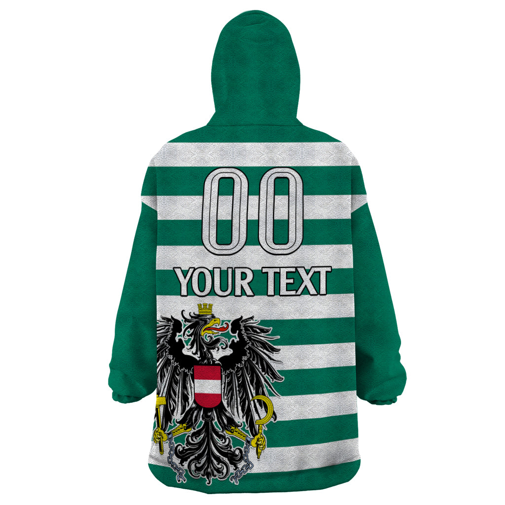 (Custom Text And Number) Austria Wearable Blanket Hoodie Austrian Coat Of Arms Minimalist Green Style No2 - Wonder Print Shop