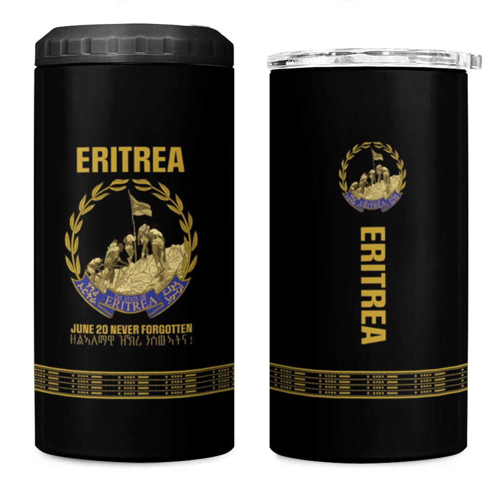 Eritrea Martyrs Day June 20 4 in 1 Can Cooler Tumbler Never Forgotten Proud Eritrean Heritage Black Version