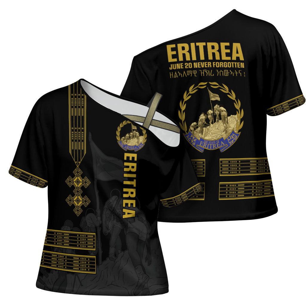 Eritrea Martyrs Day June 20 Cross Shoulder Shirt Never Forgotten Proud Eritrean Heritage Black Version