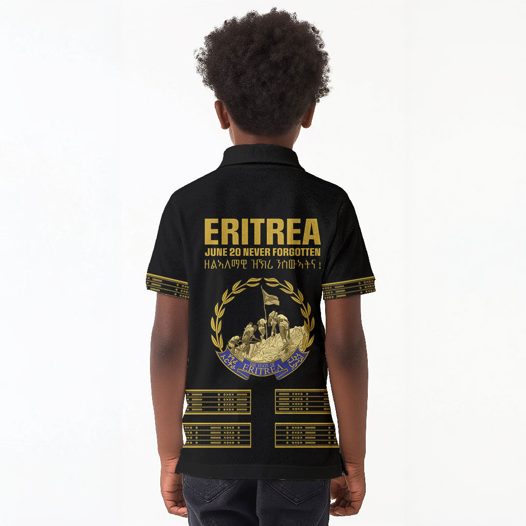 Eritrea Martyrs Day June 20 Kid Polo Shirt Never Forgotten Proud Eritrean Heritage Black Version