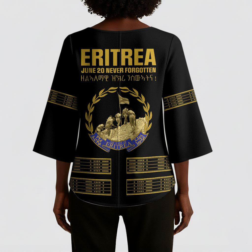 Eritrea Martyrs Day June 20 Kimono Sleeve Blouse Never Forgotten Proud Eritrean Heritage Black Version