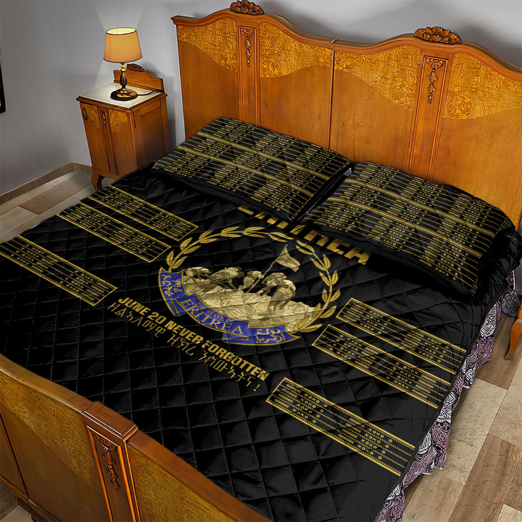 Eritrea Martyrs Day June 20 Quilt Bed Set Never Forgotten Proud Eritrean Heritage Black Version