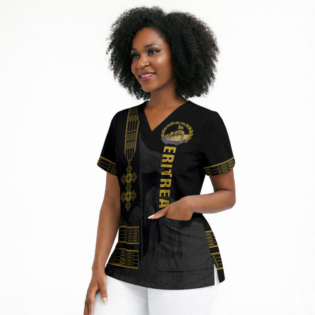 Eritrea Martyrs Day June 20 Scrub Top Never Forgotten Proud Eritrean Heritage Black Version